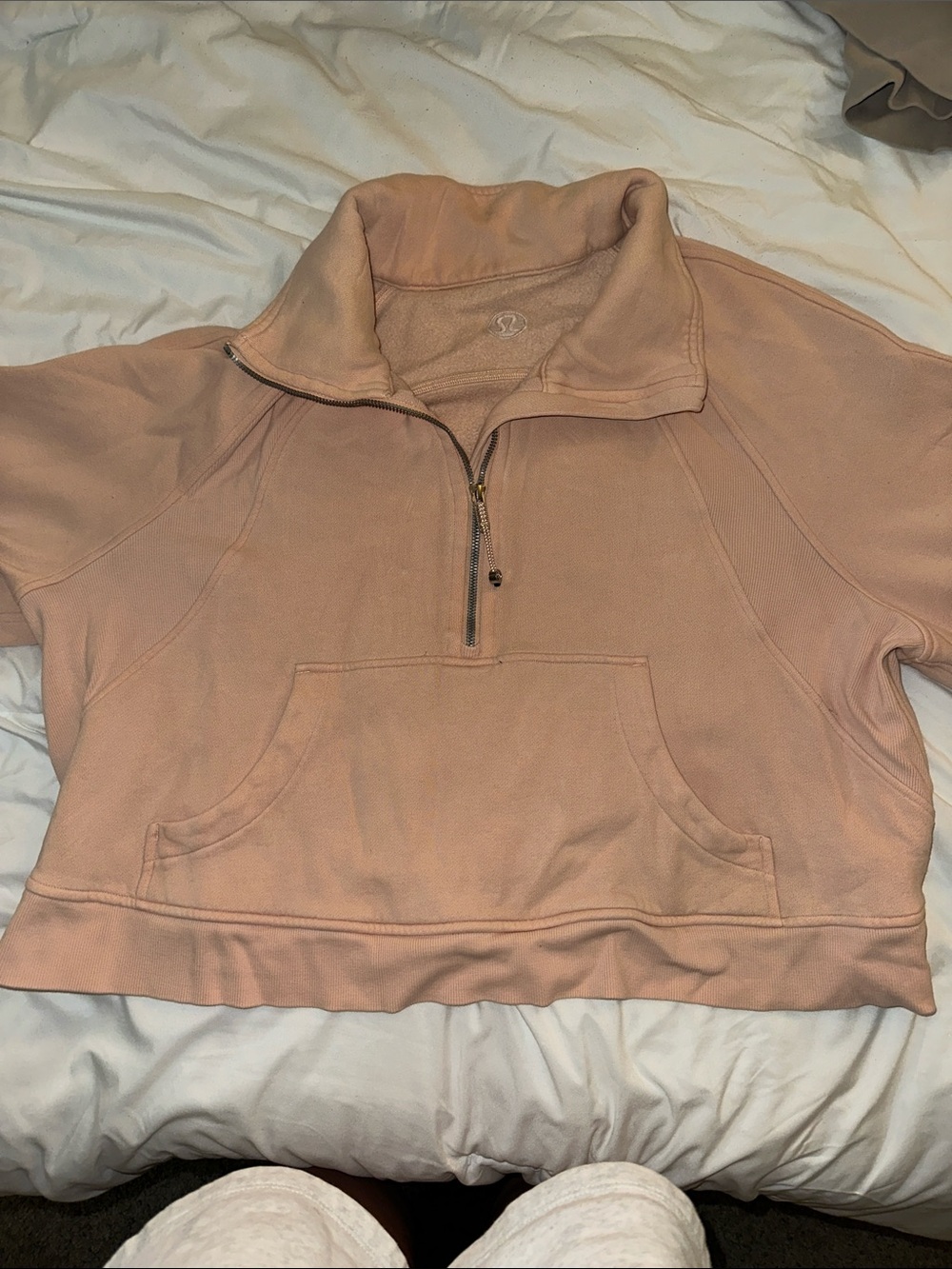 lululemon athletica Dusty Pink Half-Zip Cowl Pullover